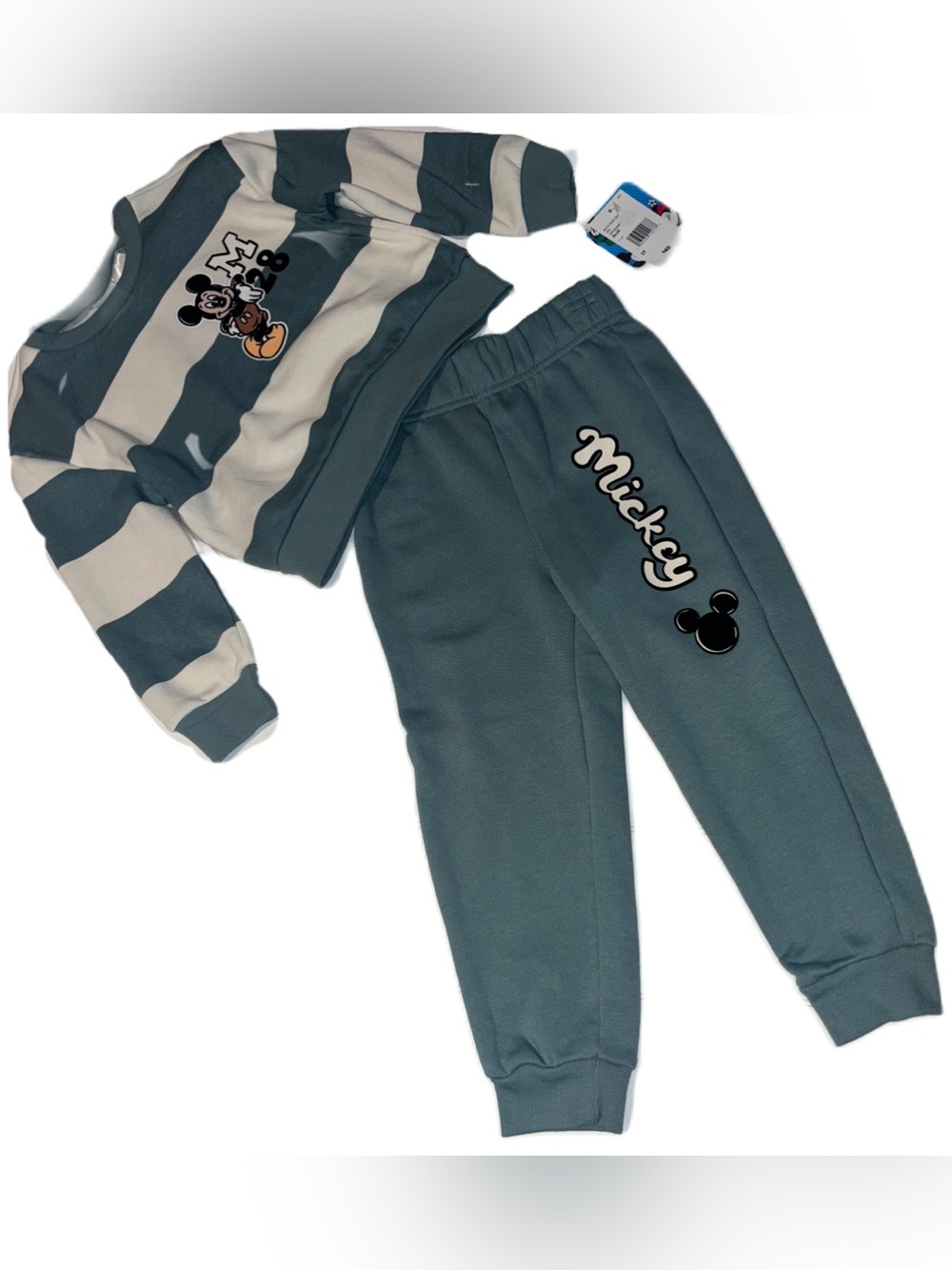Disney Striped Kids Boys 2 Pc Mickey & Friends Sweatshirt Pant set 3T - Picture 7 of 13